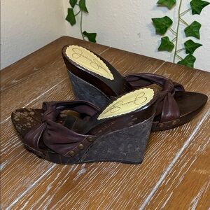 Jessica Simpson Dark Brown Wedge Sandals